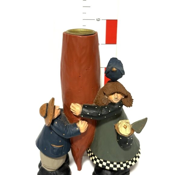 Williraye Studios 2000 Retired Girl w Crow & Man Holding a Carrot Candleholder - Picture 5 of 8